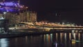 Aerial view from Dubai Marina night timelapse Royalty Free Stock Photo