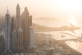 Aerial view of Dubai marina skyscrapers at dusk, UAE Royalty Free Stock Photo