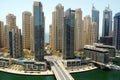 Aerial view of Dubai Marina, very well known district by travel operators and tourists.