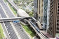 Aerial view of The Dubai Metro, Dubai, UAE
