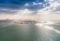 Aerial view of Dubai Palm Jumeirah Island, UAE Royalty Free Stock Photo