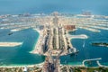 Aerial view of Dubai Palm Jumeirah island, United Arab Emirates Royalty Free Stock Photo