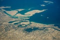 Aerial view of Dubai Palm Jumeirah island, United Arab Emirates Royalty Free Stock Photo