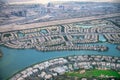 Aerial view of Dubai small homes along the water