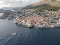 Aerial view of Dubrovnik, a beautiful and touristic township along the wild Croatian coastline facing the Adriatic Sea in Croatia Royalty Free Stock Photo