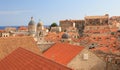 Aerial view of Dubrovnik Old Town with red roofs on the foreground Royalty Free Stock Photo