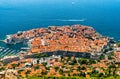 Aerial view of Dubrovnik with the Adriatic Sea in Croatia Royalty Free Stock Photo