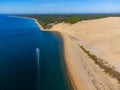 Aerial view of Dune of Pilat tallest sand dune in Europe located in La Teste-de-Buch in Arcachon Bay area, France southwest of