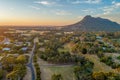 Dunkeld township and Mount Sturgeon in Grampians National Park at sunset.