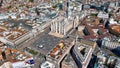 Aerial view of Duomo di Milano and Piazza Duomo in Milan City, Italy 6K Royalty Free Stock Photo