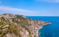 Aerial view of the Duomo in most popular Sicilian resort Taormina. Royalty Free Stock Photo