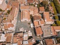 Aerial view of the Duomo in most popular Sicilian resort Taormina. Royalty Free Stock Photo