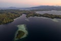 Aerial View of Dusk Falling on Tropical Islands in Indonesia