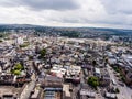 Aerial view of Dutch city with orange historical builidings Royalty Free Stock Photo