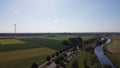 Aerial view the dutch countryside, agricultural area and farmland in the south of the Netherlands.