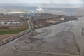 Aerial view Dutch Eemshaven with coal powered electricity plant Royalty Free Stock Photo