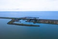 Drone photography of the flood protection dam Afsluitdijk, Netherlands