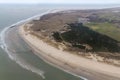 Aerial view Dutch island Ameland with beach and lighthouse Royalty Free Stock Photo