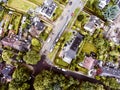 Aerial view of Dutch town, builidings, park, roundabout Royalty Free Stock Photo