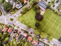 Aerial view of Dutch town, builidings, park, roundabout Royalty Free Stock Photo