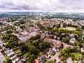 Aerial view of Dutch town, builidings, park, roundabout Royalty Free Stock Photo