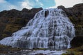 Aerial view of Dynjandi waterfall in Iceland