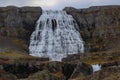 Aerial view of Dynjandi waterfall in Iceland