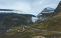 Aerial view Eagle road in foggy mountains landscape Royalty Free Stock Photo