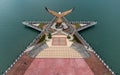 Aerial view of Eagle statue, symbol of Langkawi island, Malaysia Royalty Free Stock Photo