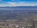 Aerial view of East Los Angeles, Bandini, view from window seat Royalty Free Stock Photo