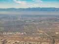 Aerial view of East Los Angeles, Bandini, view from window seat in an airplane Royalty Free Stock Photo