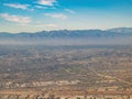 Aerial view of East Los Angeles, Bandini, view from window seat in an airplane Royalty Free Stock Photo