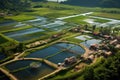 aerial view of eco-friendly fish farm ponds Royalty Free Stock Photo