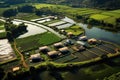 aerial view of eco-friendly fish farm ponds Royalty Free Stock Photo