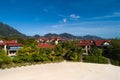 Aerial view of Eden Island Mahe Seychelles. Horizontal shot