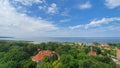 Aerial view of the edge of the Vistula Lagoon, Poland Royalty Free Stock Photo
