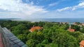 Aerial view of the edge of the Vistula Lagoon, Poland Royalty Free Stock Photo