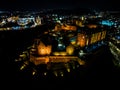 Aerial view of Edinburgh castle in the night Royalty Free Stock Photo