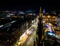 Aerial view of Edinburgh castle in the night Royalty Free Stock Photo