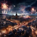 Aerial View of Edinburgh during Hogmanay Festival