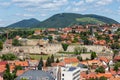 Aerial view Eger, Hungarian Country town with medieval castle