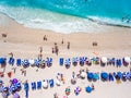 Aerial view of Egremni Beach Lefkada with tourists relaxing on t