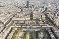 Aerial view from Eiffel Tower on Champ de Mars - Paris. Royalty Free Stock Photo