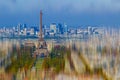 Aerial view with Eiffel tower and La Defense district in Paris Royalty Free Stock Photo