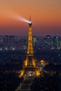 Aerial view of Tour Eiffel in Paris, France at sunset Royalty Free Stock Photo