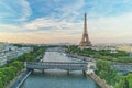 Aerial view of Eiffel Tower and Pont de Bir-Hakeim