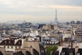 Aerial view of Eiffel tower on a rainy day over city line of Par Royalty Free Stock Photo