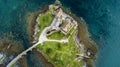 Aerial view of Eilean castle Highlands Scotland Landscape