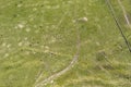 Aerial view of the Eire 78 sign at melmore head in County Donegal, Ireland