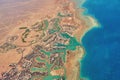 Aerial view of El Gouna a luxury Egyptian tourist resort located on the Red Sea 20 kilometres north of Hurghada. Royalty Free Stock Photo